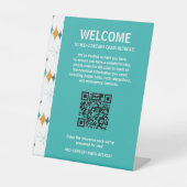 Retro Vacation Rental Welcome Guest QR Code Sockelschild (Vorderseite)