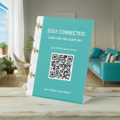 Retro Vacation Rental WiFi Information QR Code Sockelschild