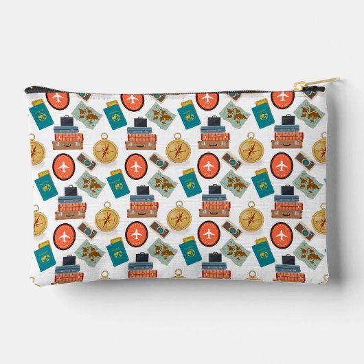 Retro Vacation Themed Makeup Zubehörtasche (Rückseite)