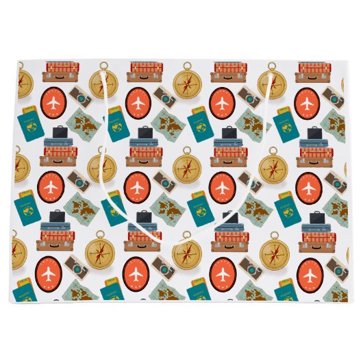 Retro Vacation Travel Themed Geschenktasche Große Geschenktüte (Vorderseite)