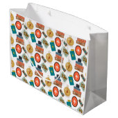 Retro Vacation Travel Themed Geschenktasche Große Geschenktüte (Rückseite Schrägansicht)