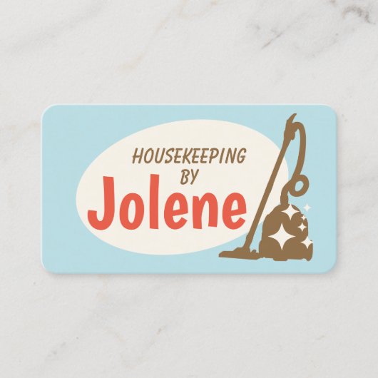 Retro Vacuum House Cleaner Service Business Card Visitenkarte (Vorderseite)