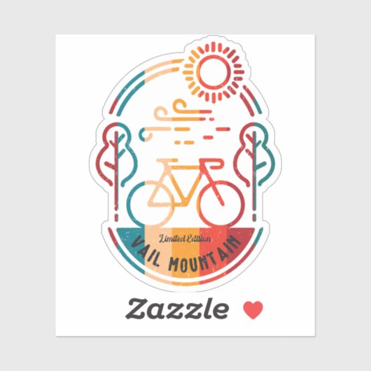 Retro Vail Mountain Bike Trail. Aufkleber (Blatt)