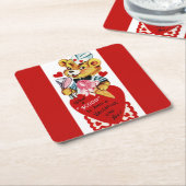 Retro Valentine Bear and Ice Creme Rechteckiger Pappuntersetzer (angewinkelt)