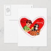 Retro Valentine Boy and Dog Feiertagspostkarte (Vorne/Hinten)