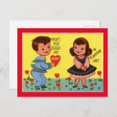 Retro Valentine Boy and Girl Postkarte (Vorne/Hinten)
