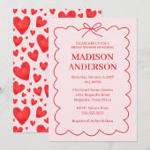 Retro Valentine Bridal Shower Red Pink Einladung (Vorne/Hinten)