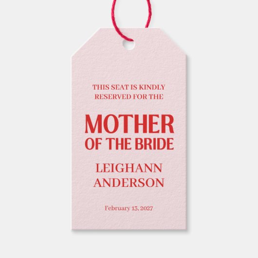 Retro Valentine Bridal Shower Red Pink Geschenkanhänger (Vorderseite)