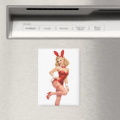 Retro Valentine Bunny Pin-Up Girl Magnet (In Situ (Geschirrspüler))