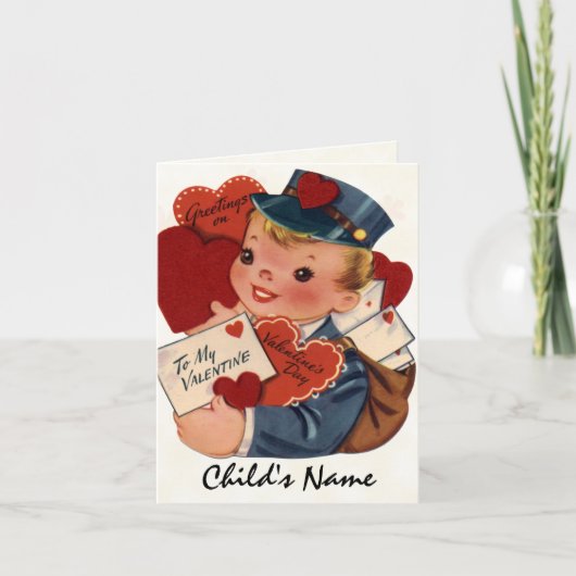 Retro Valentine Card für Kinder Feiertagskarte (Vorderseite)