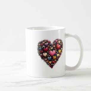 Retro Valentine Day Hearts Pinselstrich Coquette H Kaffeetasse