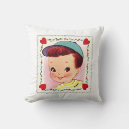 Retro Valentine Girl and Boy Kissen