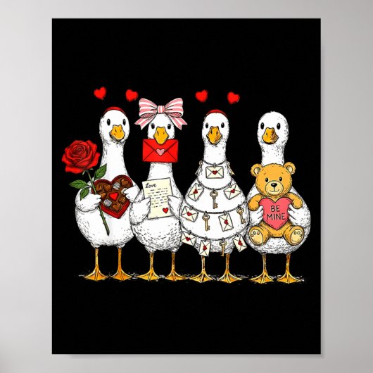 Retro Valentine Goose Funny Nk Coquette Love Silly Poster (Vorne)