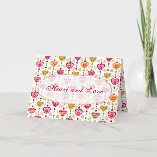 Retro Valentine Heart Greeting Card Feiertagskarte (Vorderseite)