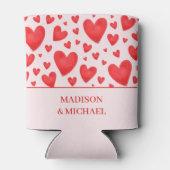 Retro Valentine Hearts Wedding Red Pink Dosenkühler (Rückseite)