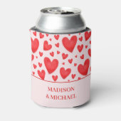 Retro Valentine Hearts Wedding Red Pink Dosenkühler (Kanne Rückseite)