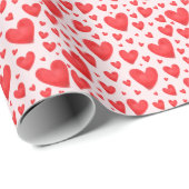 Retro Valentine Hearts Wedding Red Pink Geschenkpapier (Rolleneckpunkt)