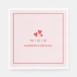 Retro Valentine Hearts Wedding Red Pink Serviette