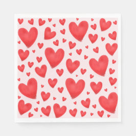 Retro Valentine Hearts Wedding Red Pink Serviette
