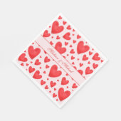 Retro Valentine Hearts Wedding Red Pink Serviette (Ecke)