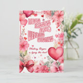 Retro Valentine Hugs Kisses Hearts und Blume Einladung (Stehend Vorderseite)