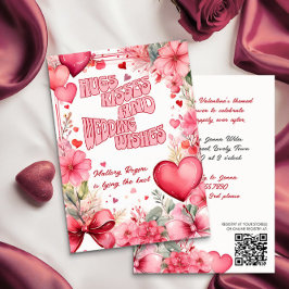Retro Valentine Hugs Kisses Hearts und Blume Einladung