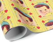 RETRO VALENTINE JUGEND MIT HERZ-Wrapping Paper Geschenkpapier (Rolleneckpunkt)