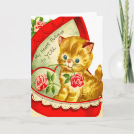 Retro Valentine ~ Kitten in einer Schachtel-Karte Feiertagskarte