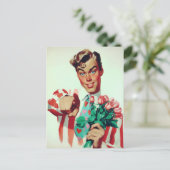 Retro Valentine Koketter Typ Postkarte (Stehend Vorderseite)