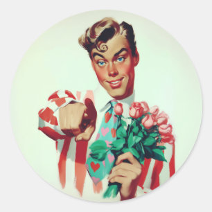 Retro Valentine Koketter Typ Runder Aufkleber