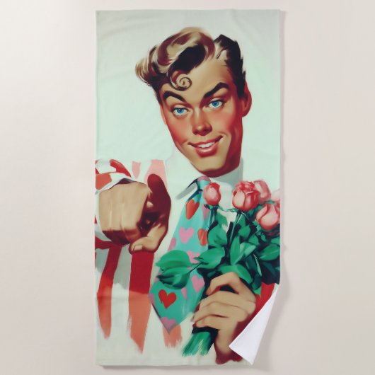 Retro Valentine Koketter Typ Strandtuch (Vorderseite)