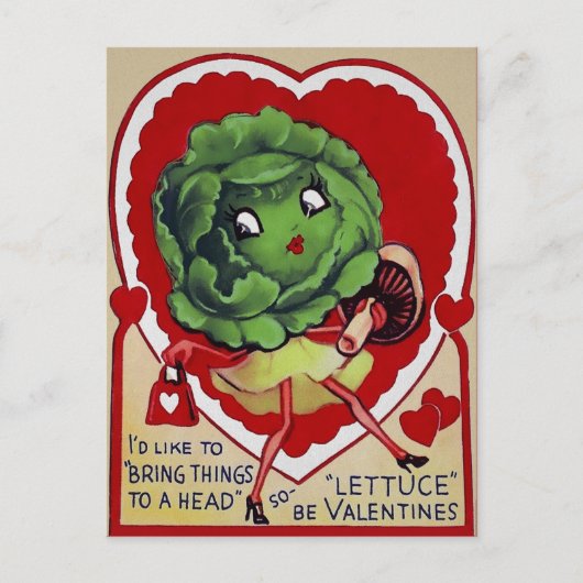 Retro Valentine Lettuce Postkarte (Vorderseite)