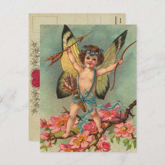 Retro Valentine Postkarte (Vorne/Hinten)