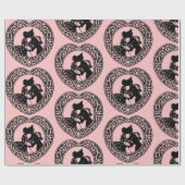 RETRO VALENTINE SILHOUETTE HERZ Wrapping Paper Geschenkpapier (Flach)