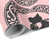 RETRO VALENTINE SILHOUETTE HERZ Wrapping Paper Geschenkpapier (Rolleneckpunkt)