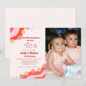 Retro Valentine Sweetheart Gemeinsamer erster Gebu Einladung (Vorne/Hinten)