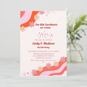 Retro Valentine Sweetheart Twin 2. Geburtstag Einladung (Stehend Vorderseite)