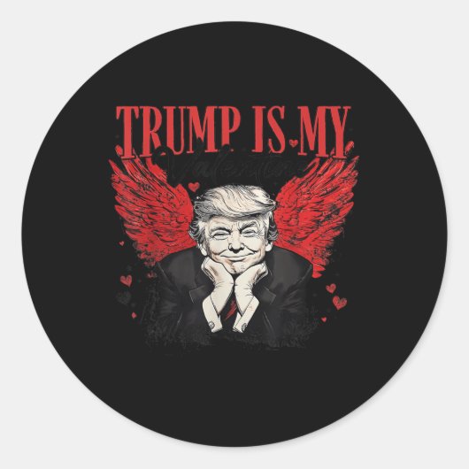 Retro Valentine Trump ist mein Valentinin Funny Tr Runder Aufkleber (Vorderseite)