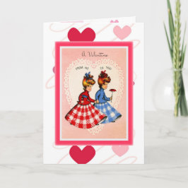 Retro Valentine ~Twins in Gingham Card Feiertagskarte