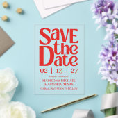 Retro Valentine Wedding Photo Red Pink Acryleinladungen (In Situ (Hochzeit))