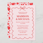 Retro Valentine Wedding Red Pink Einladung (Vorne/Hinten)