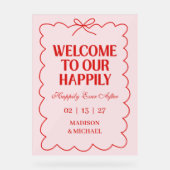 Retro Valentine Welcome Wedding Red Pink Acrylschild (Vorderseite)
