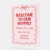 Retro Valentine Welcome Wedding Red Pink Acrylschild (Winkel)