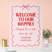 Retro Valentine Welcome Wedding Red Pink Acrylschild (Hochzeit)