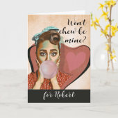 Retro Valentine Won Chew be Mine Bubble Gum Karte (Gelbe Blume)