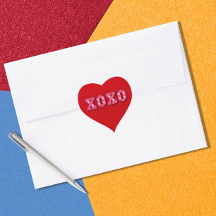 Retro Valentine XOXO Herz-Aufkleber