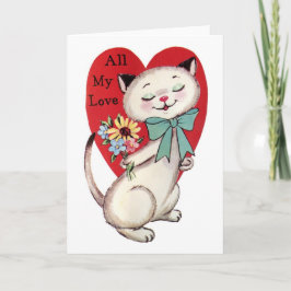 Retro Valentine's All My Liebe Cat Design Feiertagskarte
