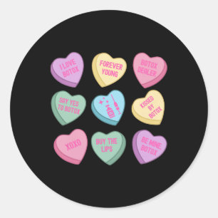 Retro Valentines Botox Herz Candy Filler Dysport Runder Aufkleber