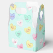 Retro Valentine's Day Candy Hearts auf Aquamarin Geschenkschachtel (Geöffnet)