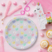 Retro Valentine's Day Candy Hearts auf Lila Pappteller (Party)